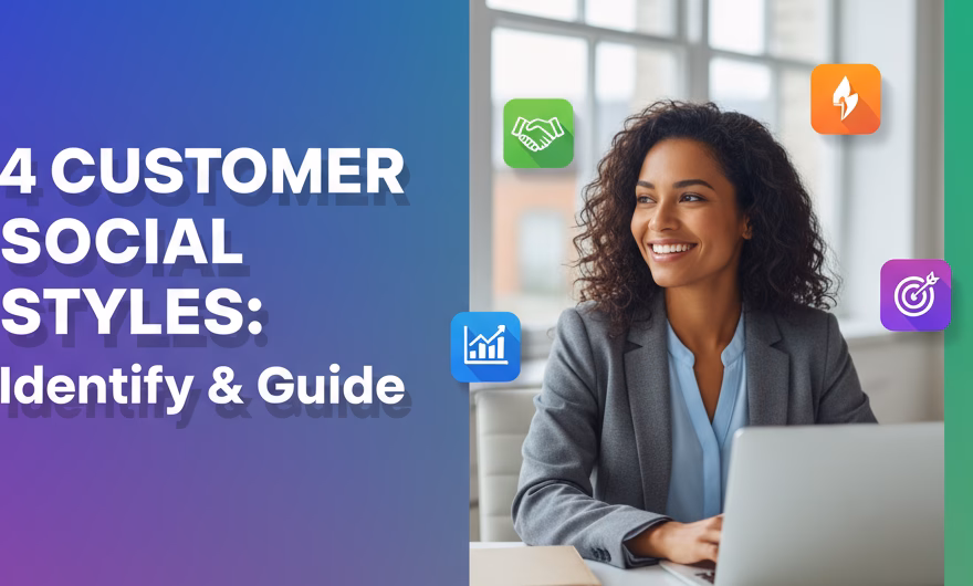 Four customer social styles—Amiable, Expressive, Analytical, Driver—visual guide with communication and handling tips