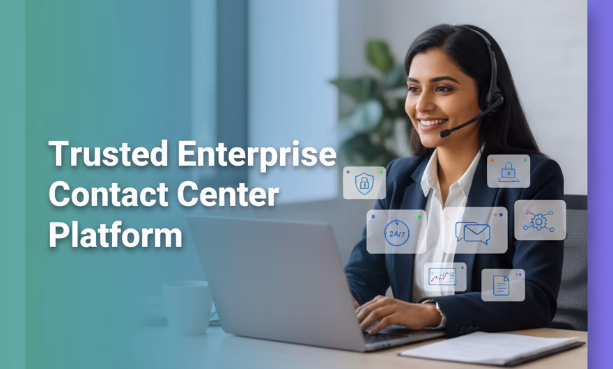 Ameyo by Exotel enterprise contact center dashboard showing omnichannel analytics, security, and customizable workflows
