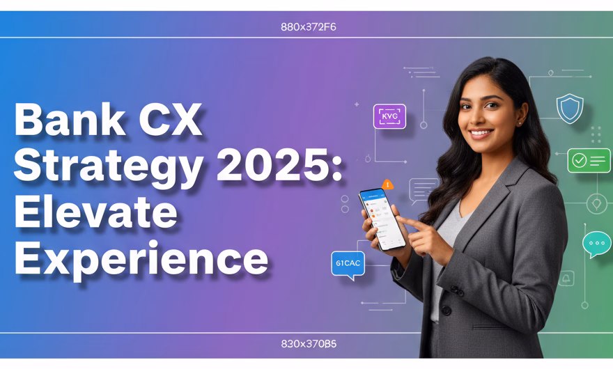 Customer using mobile banking app with Video KYC, omnichannel support and security icons