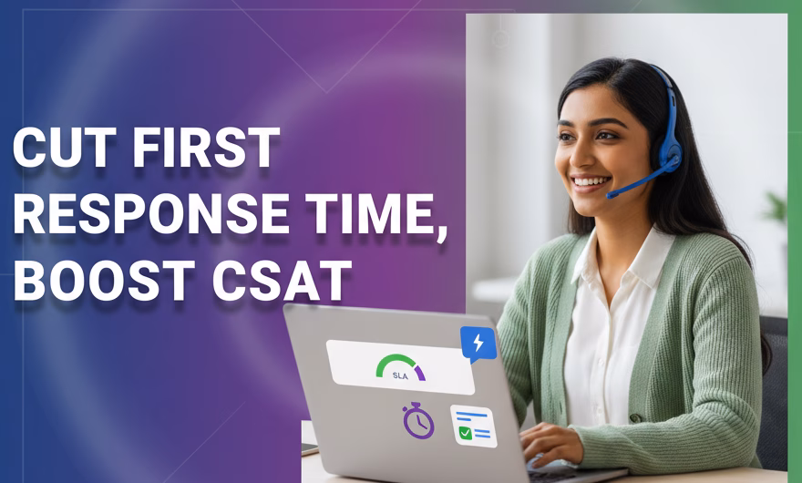 Customer support agent sending a prompt reply on chat and email to reduce first response time