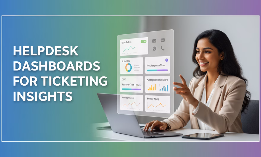 Helpdesk dashboard visualizing ticketing insights, SLA risks, and CSAT trends