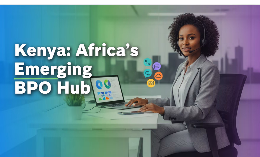 Kenyan call center agents wearing headsets in a modern office, representing Nairobi's growing BPO sector