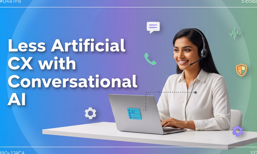Customer interacting with a conversational AI chatbot and voice assistant across devices