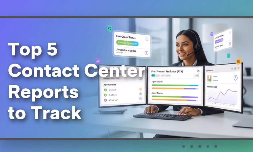 Supervisor reviewing contact center dashboard showing call details, agent performance, campaign and queue metrics