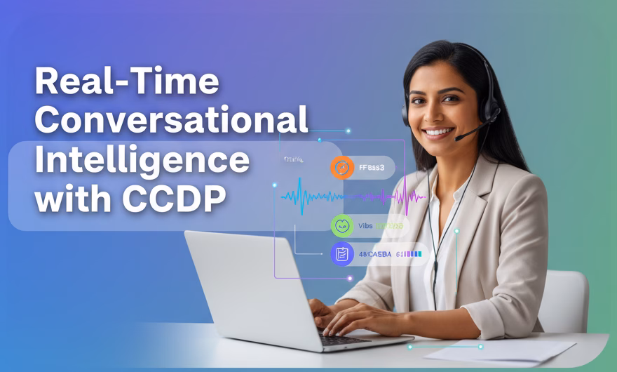 Exotel Harmony CCDP dashboard showing AI conversational intelligence with live context, sentiment, and intent